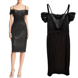 Laundry By Shelli Segal Black Velvet Off the Shoulder Sheath Dress Size 0